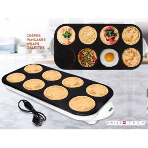 Appareil Elec à crêpes TATCH PARTY Pancakes Wraps Galettes 8 Mini en Une Seule Fois