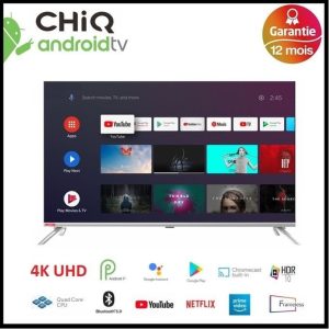 Télévision CHIQ 65H7 Android TV 65 4K Frameless Android 9.0,Bluetooth,chromcast,google assistant (16Go, 2Go)