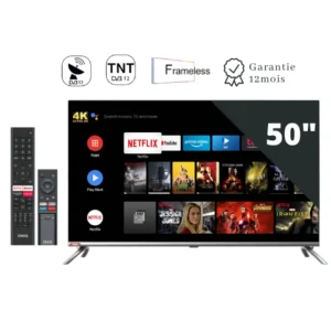Télévision CHIQ 50 Smart H7I Android 11.0 UHD 4K Récepteur Intégré