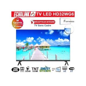 Télévision Echolink HD32WG6 32 pouces LED + Récepteur satellite intégré & TNT
