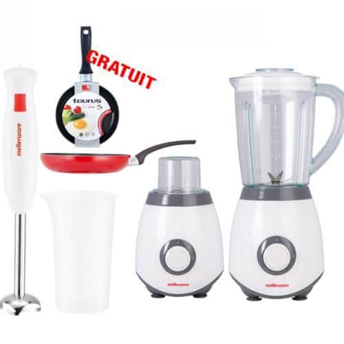 Blender+Robot Mixeur plongeant + Poêle rouge14 MELLERWARE _ TAURUS