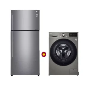 Pack REFRIGERATTEUR LG 2 PORTES 438L GR-C562HLCL GRIS + MACGINE A LAVER F2V3HYPKP LG 7KG INOX