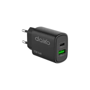 Fast charger Noir 2 USB C-A 25W Daiko – FCB-25W2USB