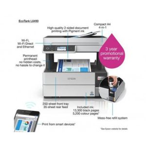 Imprimante À RÉSERVOIRS RECHARGEABLES EPSON ECOTANK L6490 A4  (C11CJ88404)