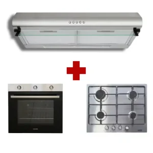 Pack Électroménager Cuisine HKM – Hotte, Plaque de Cuisson et Four Inox Multifonction