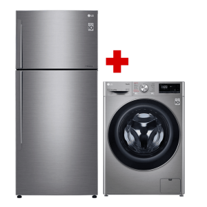 Pack Réfrigérateur LG 2 Portes 410L/500L Gris+ Mal 8KG 1200TR Inox LG PKSAMM009